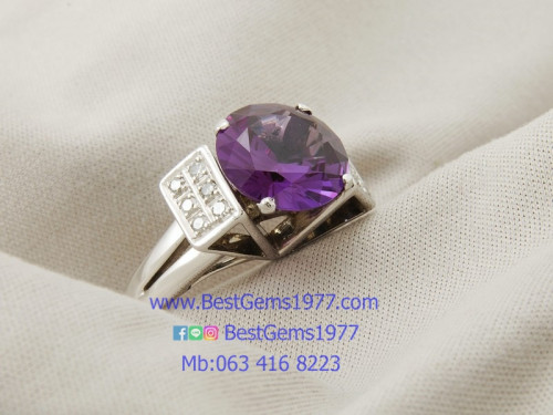 BNP แหวนแฟนซียุค 70แท้ พลอย 3สี เพชรเหลี่ยมกุหลาบ 1