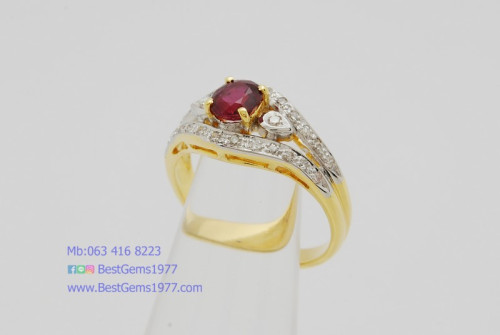 RA299 แหวนทับทิม ล้อมเพชร 1