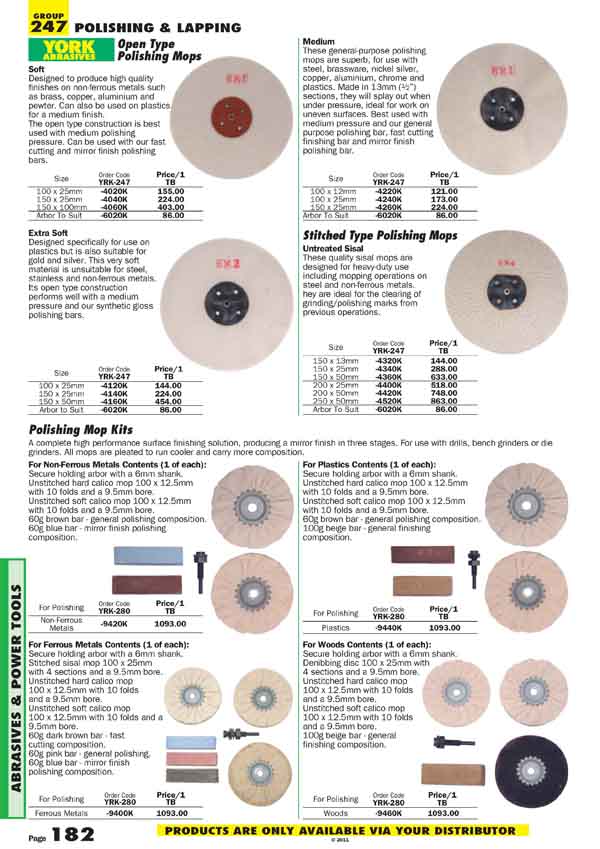 เครื่องมือช่างหมวด POLISHING AND LAPPING หน้า 182