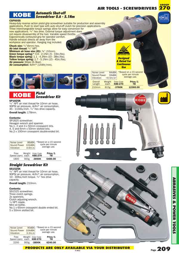 เครื่องมือช่างหมวด AIR TOOLS AND SCREWDRIVERS หน้า 209