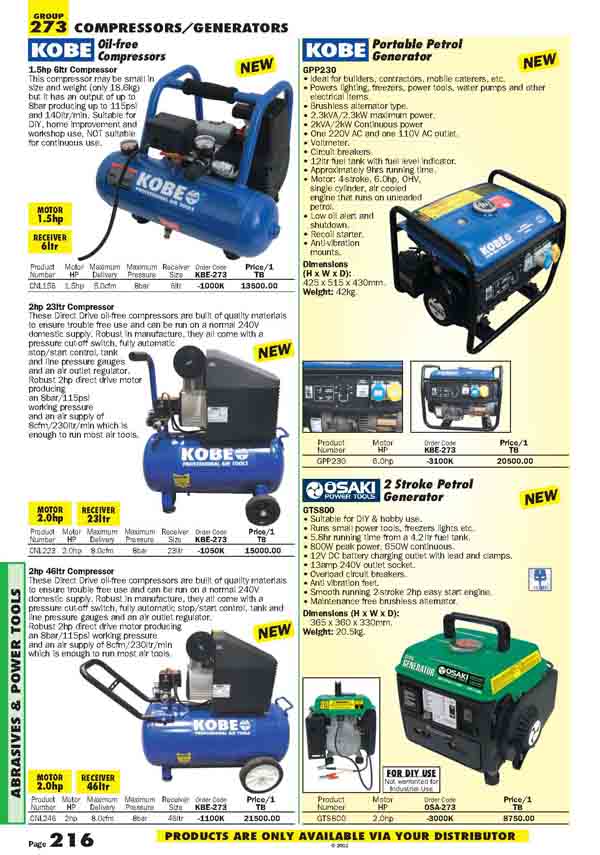 เครื่องมือช่างหมวด PRESSURE WASHERS หน้า 217