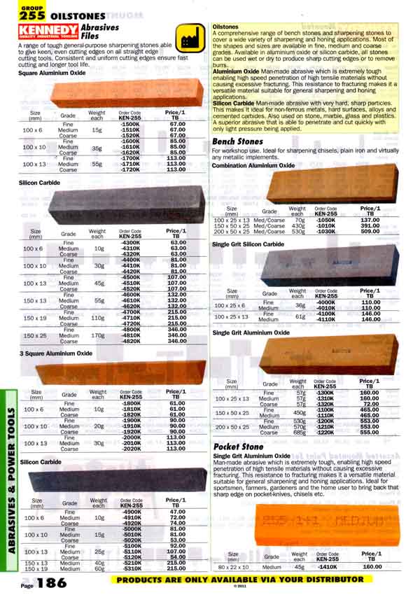 เครื่องมือช่างหมวด OILSTONES หน้า 186