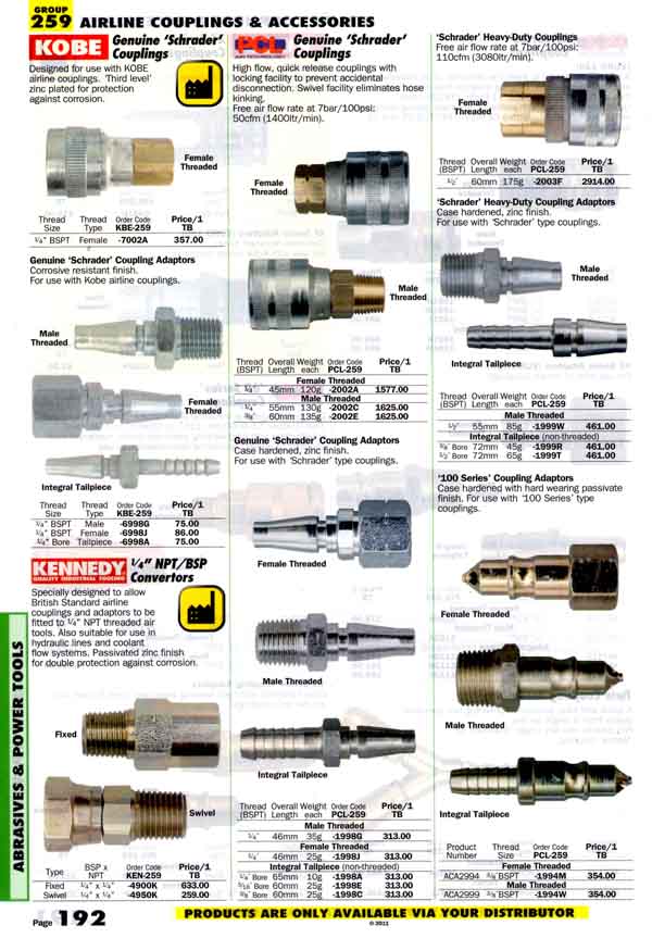 เครื่องมือช่างหมวด AIRLINE COUPLINGS AND ACCESSORIES หน้า 192