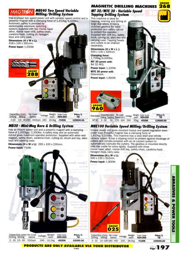 เครื่องมือช่างหมวด MAGNETIC DRILLING MACHINES หน้า 197