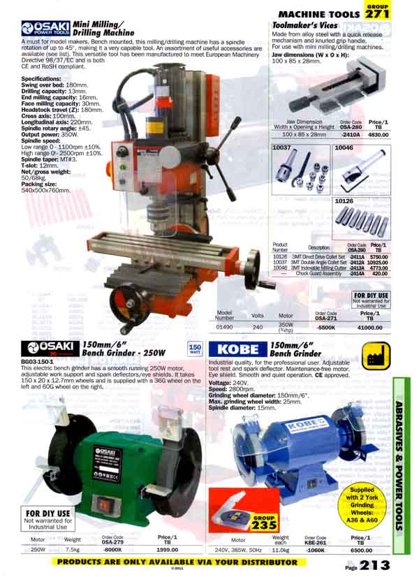 เครื่องมือช่างหมวด MACHINE TOOLS หน้า 213