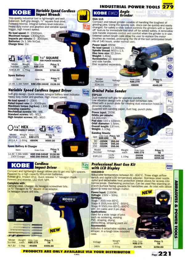 เครื่องมือช่างหมวด INDUSTRIAL POWER TOOLS หน้า 221