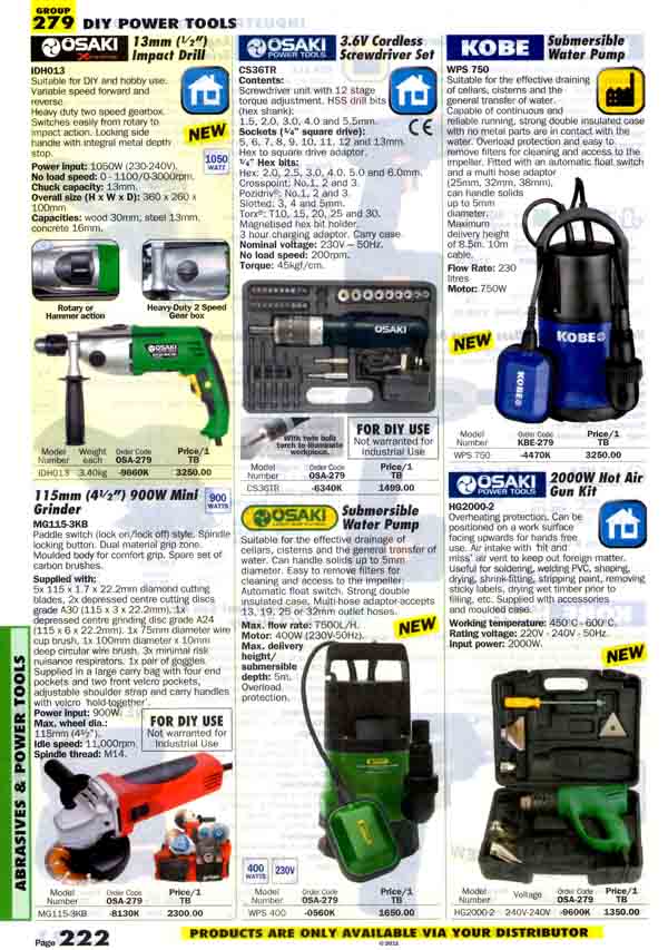เครื่องมือช่างหมวด DIY POWER TOOLS หน้า 222