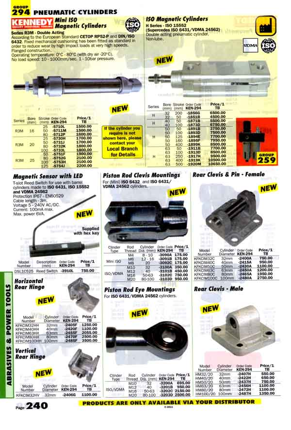 เครื่องมือช่างหมวด PNEUMATIC CYLINDERS หน้า 240