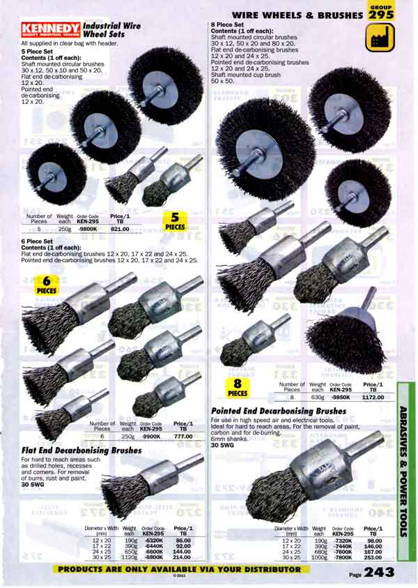 เครื่องมือช่างหมวด WIRE WHEELS AND BRUSHES หน้า 243