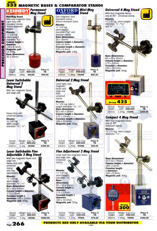 เครื่องมือช่างหมวด MAGNETIC BASES  COMPARATOR STANDS หน้า 266