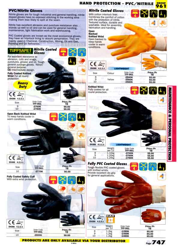 เครื่องมือช่างหมวด HAND PROTECTION - PVC/NITRILE หน้า 747