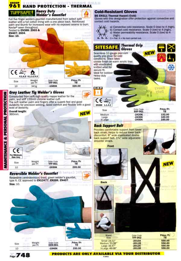 เครื่องมือช่างหมวด HAND PROTECTION - THERMAL หน้า 748