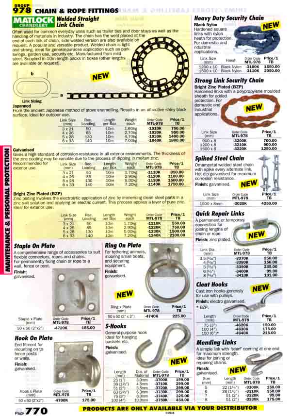 เครื่องมือช่างหมวด CHAIN AND ROPE FITTINGS หน้า 770