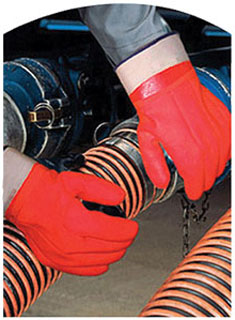 ถุงมือเคลือบ PVC สีส้มเรืองแสง 005650