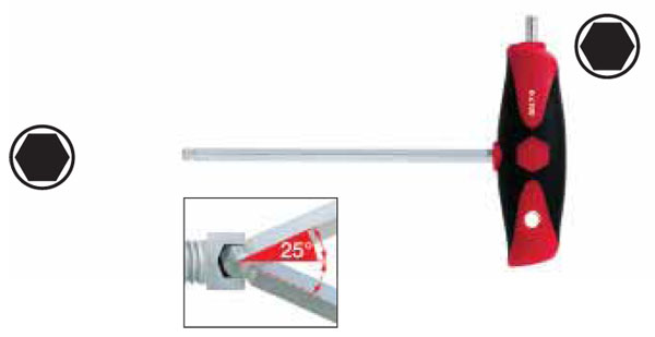 ประแจหกเหลี่ยม 2 หัว ด้ามตัวที (เพิ่มองศาขัน 25 องศา) 006291