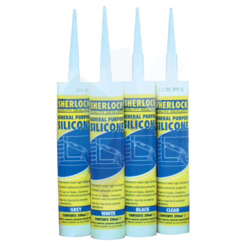 Sherlock Sealants.White Silicone Sealant Cartridge 310ml 1