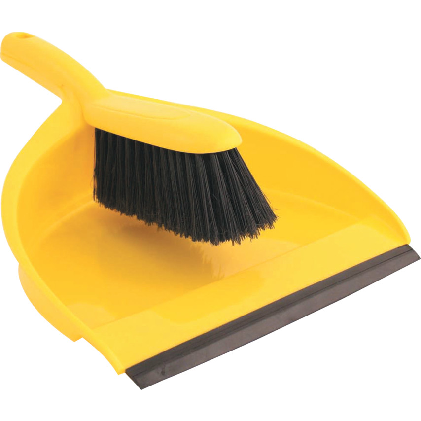 Cotswold.Plastic Dustpan  Soft Brush Set Yellow - Pack of 5