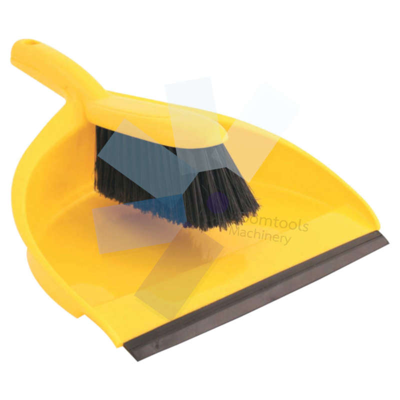 Cotswold.Yellow Plastic Dustpan  Stiff Brush Set - Pack of 5