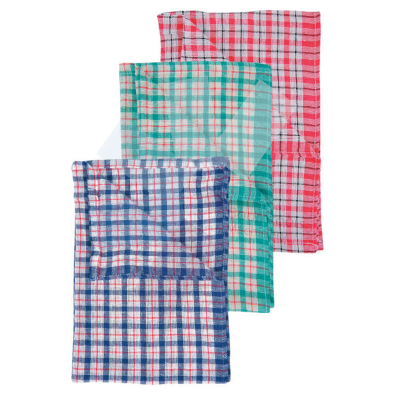Cotswold.Tea Towels Checked Assorted Colours - Pack of 10