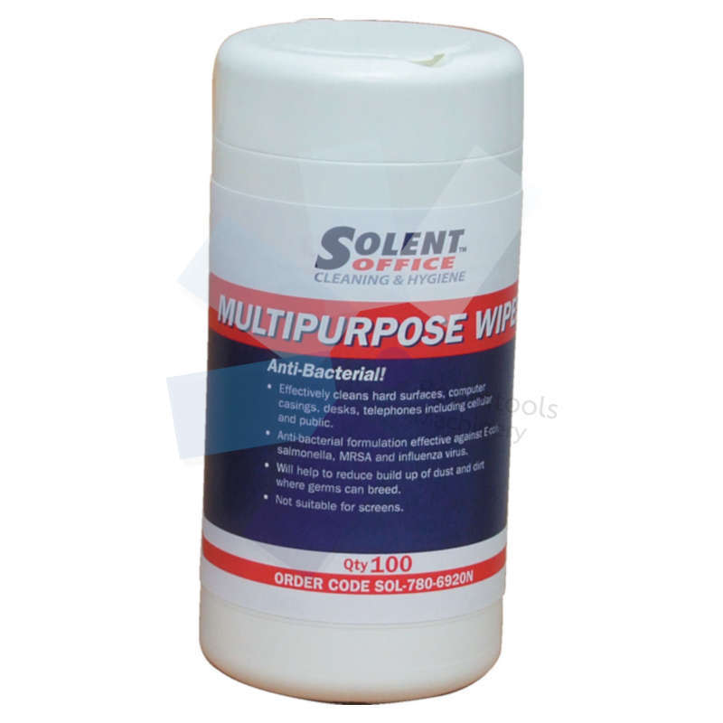 Solent Office.Multi Purpose Wipes Tub of 100 - Pack of 5