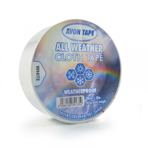 Avon White Polyethylene All Weather Cloth Tape - 50mm x 50m AVN9813640K