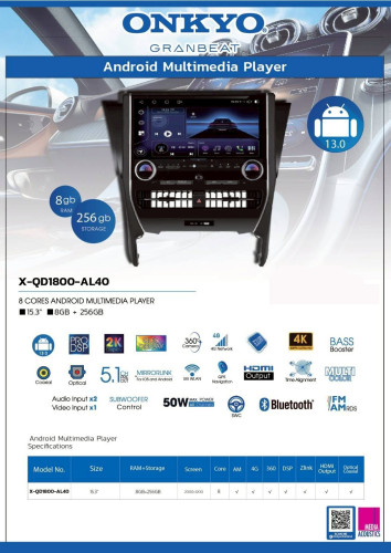 ONKYO X-QD1800-AL40 จอแอนดรอยตรงรุ่นสำหรับท่านเจ้าของรถ toyota alphard