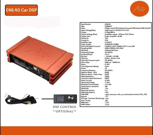 Audiowinner E48.4D Advanced DSP Car Amplifier - 4x50W with Full Digital Control and Extensive Inputs 2