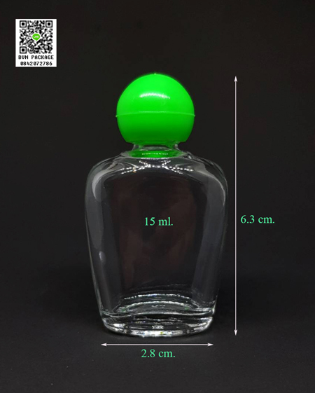 ขวด 15 ml ตุ่ม+จุกมีรู+ฝาพลาสติกกลม สีเขียวเข้ม