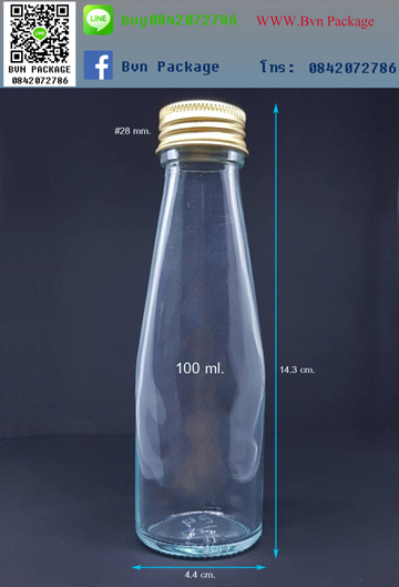 ขวด 100 ml เครื่องดื่ม(WK) ฝาโลหะทอง