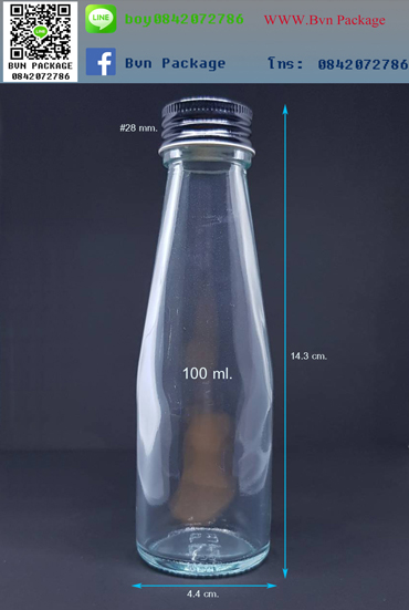 ขวด 100 ml เครื่องดื่ม(WK) ฝาโลหะดำ