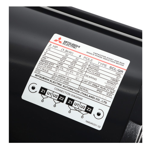 มอเตอร์ MITSUBISHI SCL-QR 2 HP 220v 1450rpm O 28mm 3