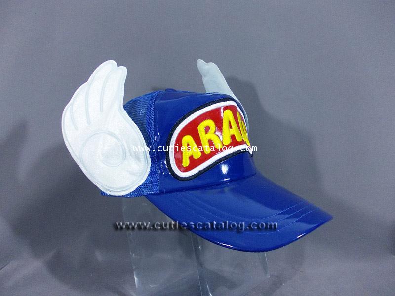 หมวกอาราเูล่ Arale cap แบบหนังแก้ว สีน้ำเงิน