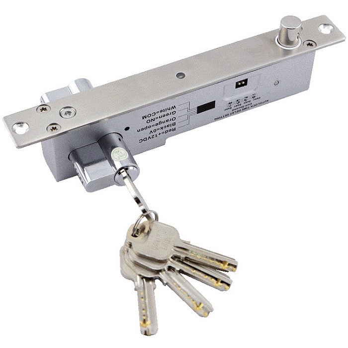 Prison door lock กลอนสลักไฟฟ้าล็อคทำงานเมื่อไฟดับ รุ่น 5-KC-LB600B มีกุญแจชนิดบางสำหรับประตูบางโดยเฉ
