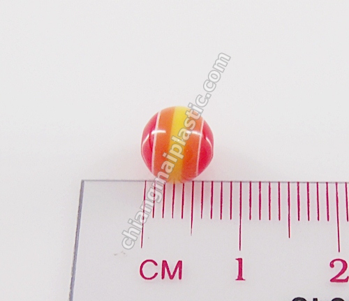 ลูกปัดแก้ว แถบสี สีแดง 7มิล 1