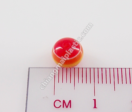 ลูกปัดแก้ว แถบสี สีแดง 7มิล 2