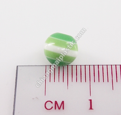 ลูกปัดแก้ว แถบสี สีเขียว 7มิล 1
