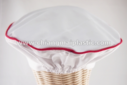 หมวกพ่อครัว/หมวกกุ๊ก ญี่ปุ่น เนื้อผ้า สีขาว ขอบแดง 2