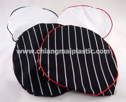 หมวกพ่อครัว/หมวกกุ๊ก ญี่ปุ่น เนื้อผ้า สีขาว ขอบแดง 4