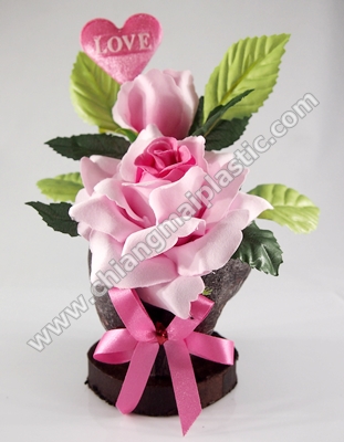 กระถางดอกกุหลาบสีชมพู 17.5 cm