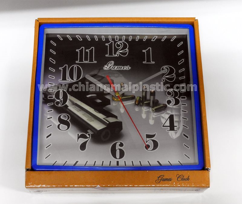 นาฬิกาตัวอักษรสีดำมีพื้นหลัง ขนาด 21.5 x 21.5 cm. 1