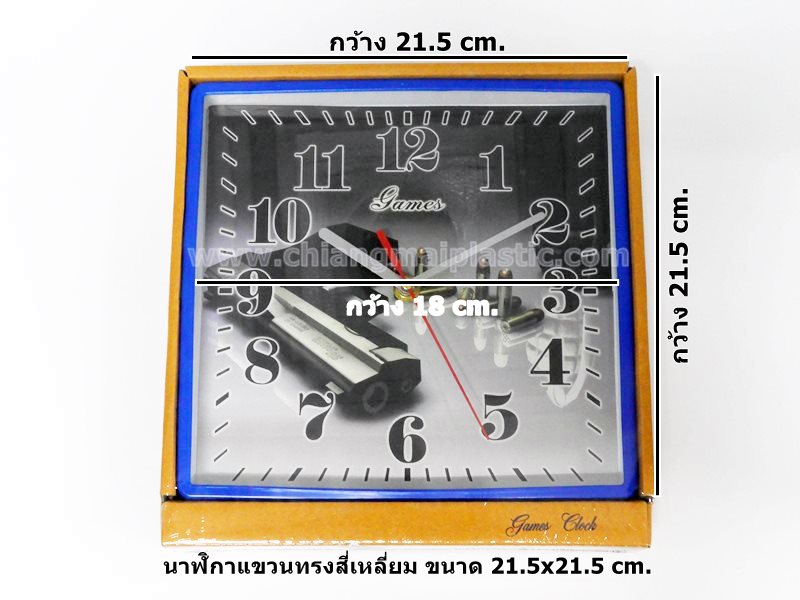 นาฬิกาตัวอักษรสีดำมีพื้นหลัง ขนาด 21.5 x 21.5 cm. 3