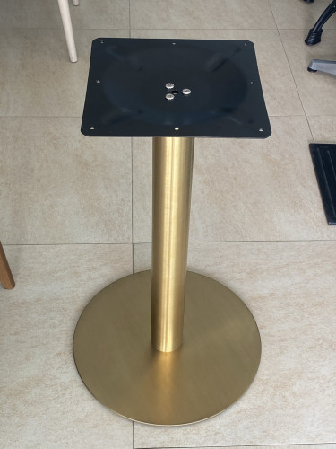 ขาโต๊ะสแตนเลส แฮร์ไลน์ ฐานกลม เสากลม ทำสีทอง รหัส T-217J Gold 9