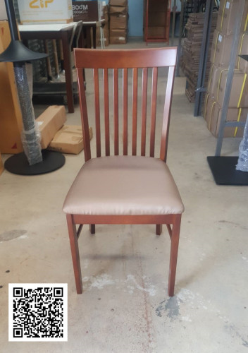 เก้าอี้ทานอาหารไม้ยางพารา ที่นั่งหุ้มเบาะหนัง PVC / DPC-014 TW-12