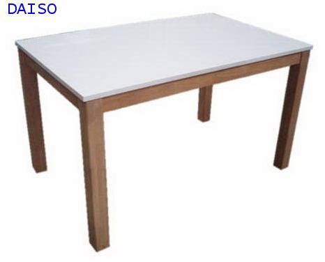 โต๊ะทานข้าวไม้ยางพารา/โต๊ะอาหารไม้ยางพาราหน้าไฮกล๊อสสีขาว, DPT-085