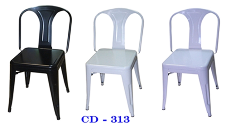 เก้าอี้เหล็กพ่นสีอบ CD-313/เก้าอี้ร้านอาหารโครงเหล็ก มีพนักพิง