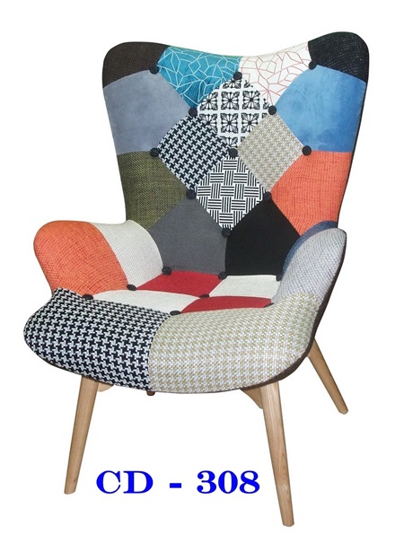 เก้าอี้สตูลเอนพักผ่อน ผ้าผสม ขาไม้_CD308 / เก้าอี้หุ้มเบาะผ้า