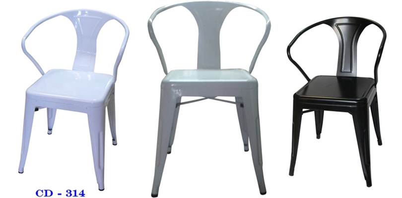 เก้าอี้เหล็กพ่นสีอบ  มีอาร์ม  CD-314/เก้าอี้ร้านอาหารโครงเหล็ก