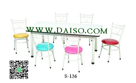 ชุดโต๊ะและเก้าอี้ระดับอนุบาล 6 ที่นั่ง S-136 SET