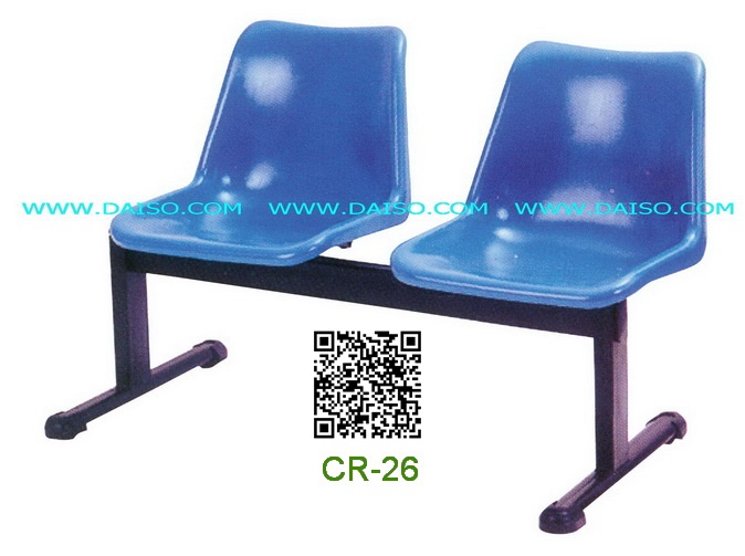เก้าอี้แถวนั่งรอโพลีโพพิลีน 2 ที่นั่งขาพ่นสีดำ CR-26-2 2
