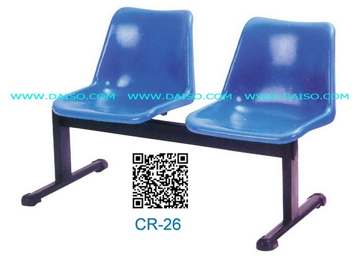 เก้าอี้แถวนั่งรอโพลีโพพิลีน 2 ที่นั่งขาพ่นสีดำ CR-26-2